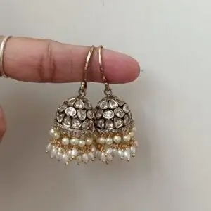 Best Stones and Pearl Drop Hook Jhumkas.Jwellery Earings in valanchery